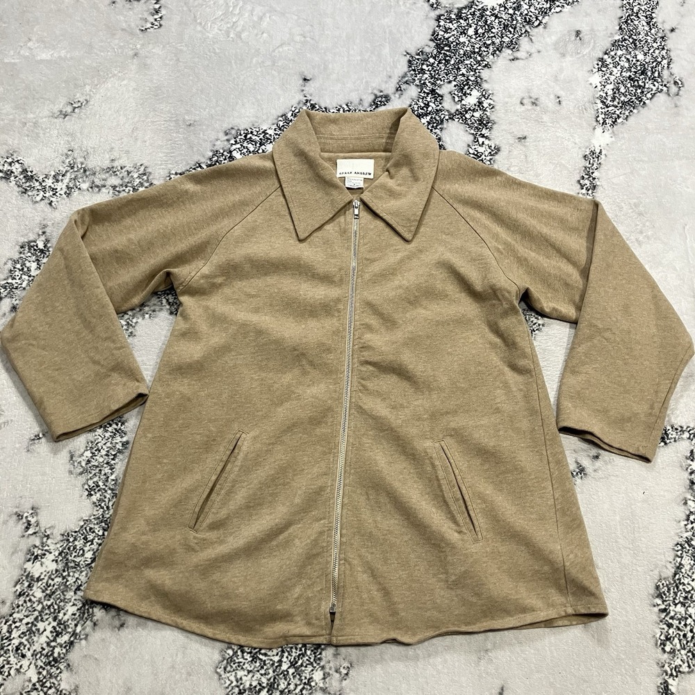 Derek Andrew Tan Zip Jacket Womens Size Small Cotton Collared Lightweight Casual